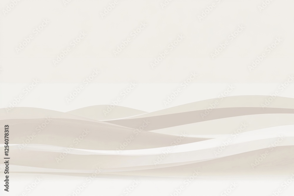 Poster Minimalistic landscape with soft curves in calm neutral tones during daylight. Generative AI