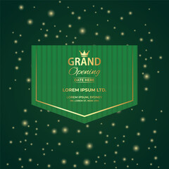 Modern Grand Opening Label Design with Gold Sparkles