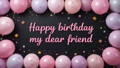 Happy Birthday My Dear Friend Text decoration. 