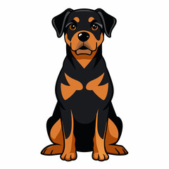 Fototapeta premium rottweiler dog isolated on white, Color vector illustration. Pet animal, Cartoon Vector 