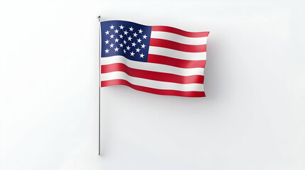 Fototapeta premium US flag waving, white background, patriotism, graphic design