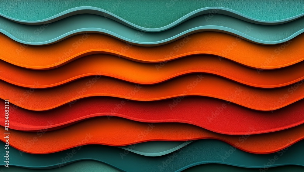 Fototapete Simple minimalist retro color trendy background with abstract colorful wallpaper. Artistic digital art featuring geometric line stripes and waves, elements and design material. Stock technology