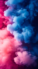 Naklejka premium Vibrant Abstract Smoke Art Background: Beautiful Gradient of Dense Swirls in Pink and Blue Colors