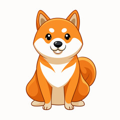 shiba inu dog isolated on white, Color vector illustration. Pet animal, Cartoon Vector 