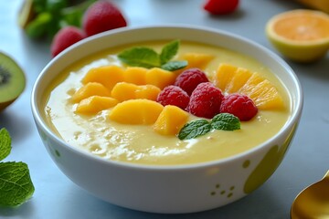 Healthy smoothie bowl with fresh fruits for World Health Day