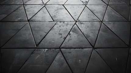 Triangular floor tiles, dark room
