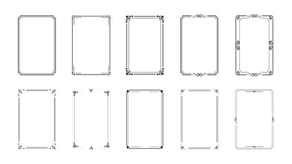 Decorative frame set. Vintage frames on white background. Wedding design elements. Decorated borders. JPG image