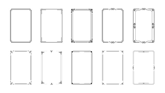 Decorative frame set. Vintage frames on white background. Wedding design elements. Decorated borders. JPG image
