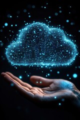 Visual representation of cloud computing technology on dark background