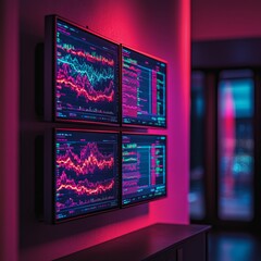 Obraz premium A digital web interface displaying an analytics dashboard screen with data graphs, a UI graphic panel showcasing statistical infographics, business charts, and a calendar