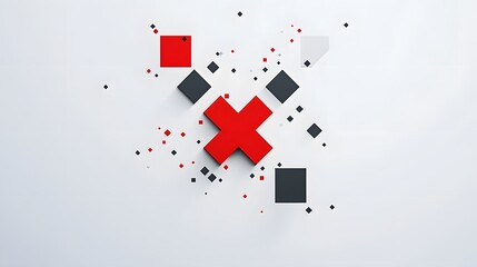 Obraz premium A white background with gray and red squares, forming an X shape 
