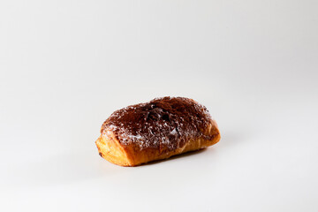 A flaky pastry filled with creamy ricotta and Nutella, showcasing the perfect combination of textures and sweet flavors in a mouth-watering close-up shot.