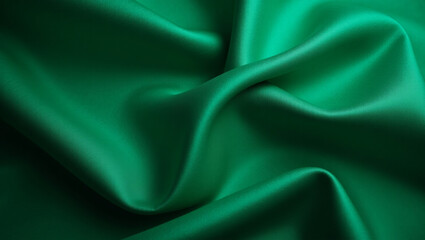 Obraz premium Emerald Green Silk Fabric Background – Smooth and Rich Luxury Textile Texture