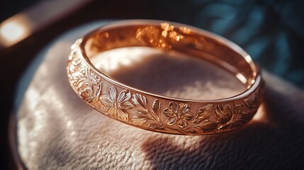 Exquisite Rose Gold Hawaiian Flower Bangle Bracelet: Handcrafted Jewelry with Intricate Floral Designs