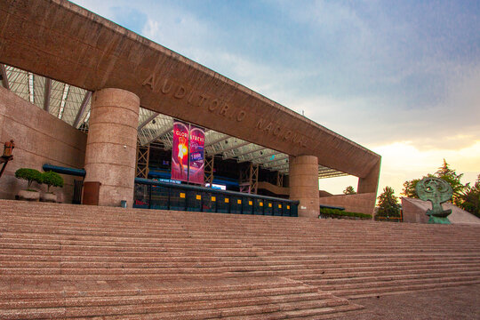 Mexico City - 15 March, 2022: National Auditorium (Spanish: Auditorio Nacional) at Polanco neighborhood with a few people on a beautiful sunny afternoon