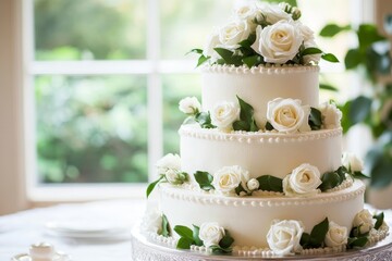 wedding cake with flowers