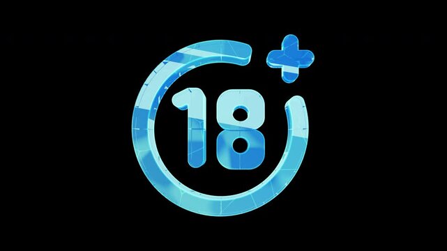 Under 18 sign warning symbol. Over 18 only censored. eighteen age older forbidden adult content