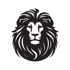Lion face and head silhouette vector on with white background