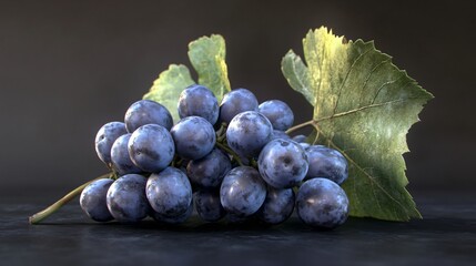 Purple Grapes with Dark Leaves