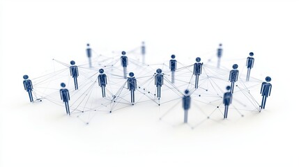 Abstract representation of a diverse group of people connected through a network of lines.