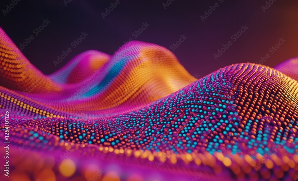 Poster flow of big data in cyber environments, fields of blockchain data, connecting network lines, idea of