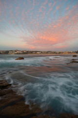 Beautiful sunrise view over Bondi Beach, Sydney, Australia.