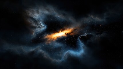 Obraz premium A stunning view of deep space showcases colorful gas clouds and bright stars amid a dark background. The cosmic scene exudes a sense of wonder and the vastness of the universe