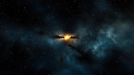 Fototapeta premium A breathtaking view of a cosmic event highlighting bright colors and swirling clouds in a galaxy, filled with countless stars against a dark backdrop
