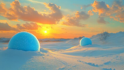Pastel tones create a dreamy scene of sand in a desert setting at sunset, captured digitally