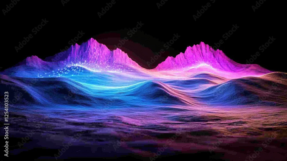 Poster digital background composed of rounded colored lines. a space that shows information flow. big data 