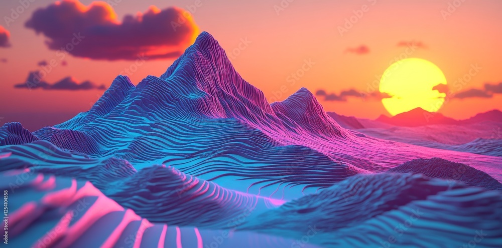 Poster futuristic technology and sound wave patterns are highlighted in a modern abstract glowing wave back