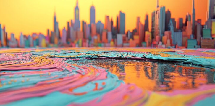 Dynamic liquid shades, very colorful, incorporating ray tracing, leveraging Unity URP shaders