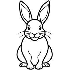 Obraz premium Rabbit Illustration: Simple Black and White Line Art