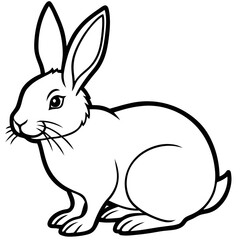 Obraz premium Rabbit Illustration: Simple Black and White Line Art