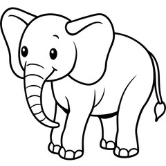 Fototapeta premium Elephant Illustration: Simple Black and White Line Art
