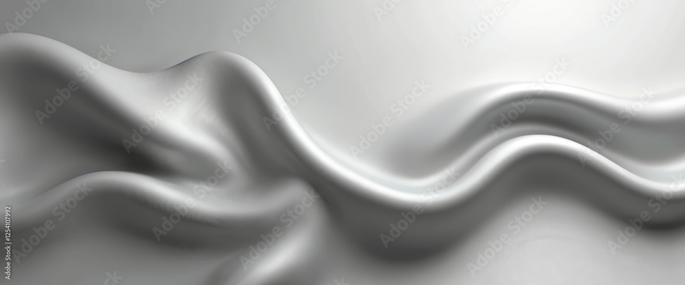 Poster wavy silver fabric texture background. abstract gray creases with elegant light. wave pattern. luxur