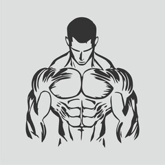 vector illustration of muscle man