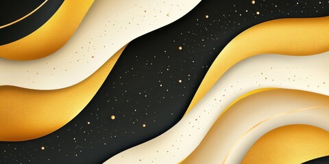 Obraz premium Abstract Gold and Cream Waves Design