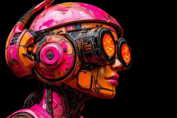 Dynamic digital illustration showcasing an abstract face with glowing lines in a futuristic style