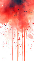 Bold Red Watercolor Abstract Paint Splatter - Vibrant Artwork with Dynamic Expressionism Aesthetics