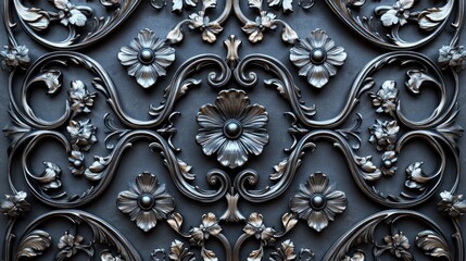 Elegant lace-patterned metal gate on a solid ivory background, showcasing sophisticated detailing