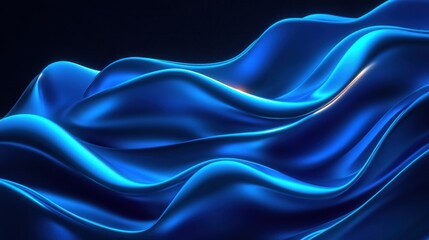 Fototapeta premium Abstract Blue Fabric Waves Flowing Design