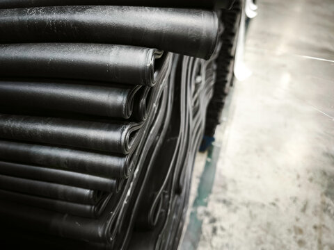Stacked rubber compounds are ready for the production line