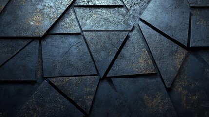 Rendering of a black low poly background texture, incorporating low poly elements, black hues, geometric patterns, and abstract shapes