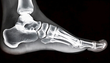 Photograph of an X-ray of a foot