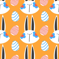 Seamless pattern with Easter bunny and eggs. Happy Easter print design