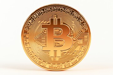 A digital graphic of Bitcoin on a plain white background is often employed for branding and marketing purposes