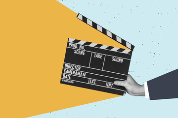 Movie clapper. Vintage retro film movie clapper. Vintage cinema poster. best. Concept of rest and...