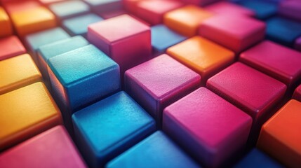 Fototapeta premium Colorful Cubes Abstract Geometric Pattern Design