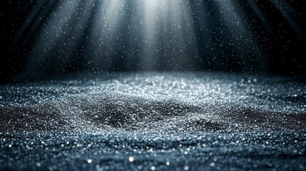 On a blue backdrop, a digital signature is illustrated with wave particles, a sparkle, a veil, and space that has depth of field. The wave particles appear as white light lines